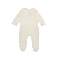 Organic Waffle Footie Jumpsuit - NATURAL