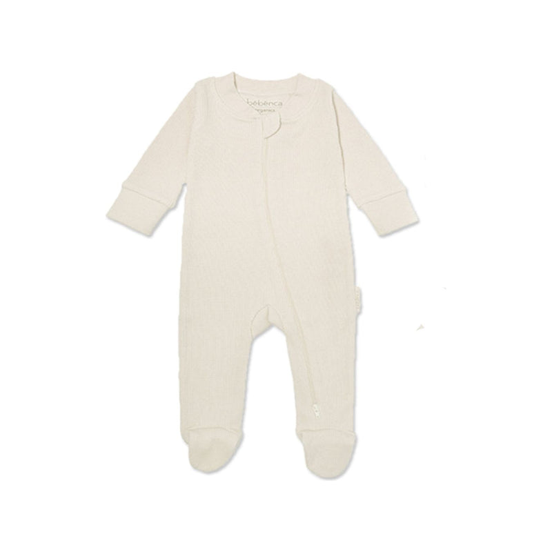 Organic Waffle Footie Jumpsuit - NATURAL