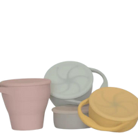 bug + bean - Foldable Silicone Snack Cup, Misty Rose