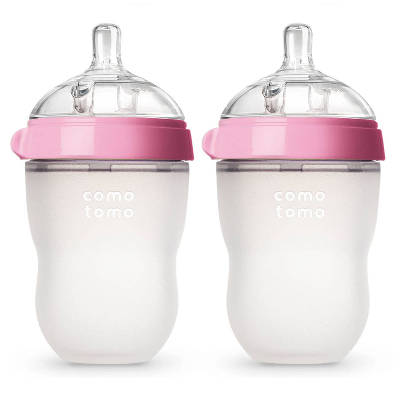 Comotomo - Baby Bottle, Double Pack - 8 oz - Pink