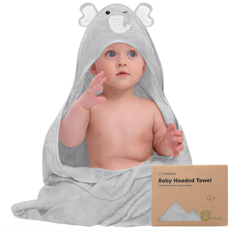 KeaBabies - Bamboo Hooded Baby Towels (Elephant)