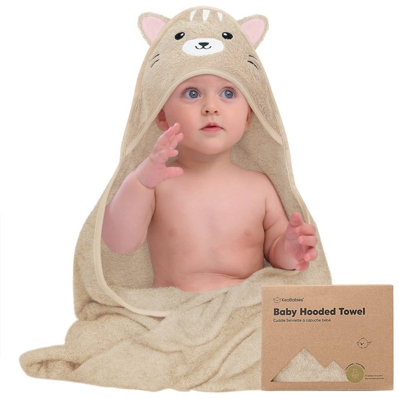 KeaBabies - Bamboo Hooded Baby Towels (Cat)