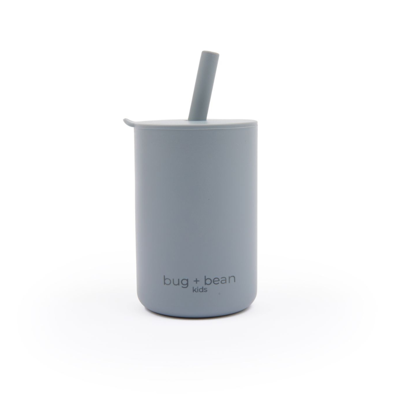 bug + bean - Silicone Cup with Lid + Straw, Cloud