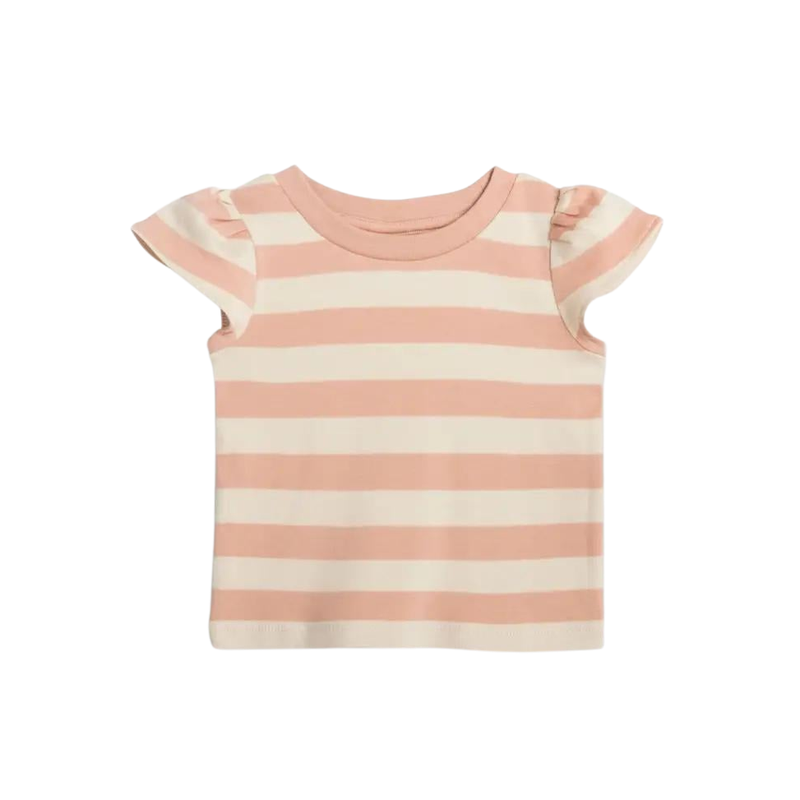 Pearl Petal Sleeve Tee | BLUSH ELY STRIPE