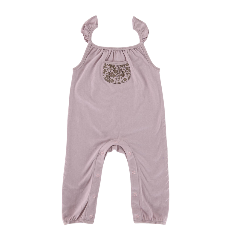 Organic Cotton Romper with Flower Pocket | WOOD ROSE