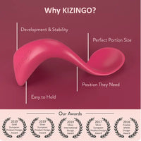 Kizingo - Twin Pack Right - Handed Toddler Spoon: Raspberry + Lagoon