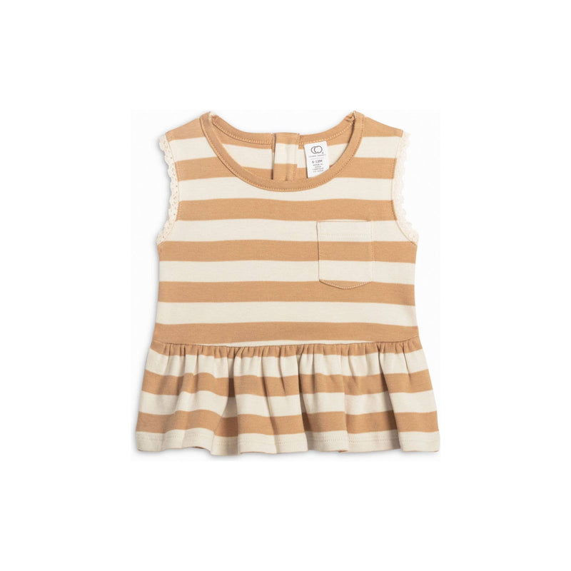 Peplum Tank | TAN ELY STRIPE